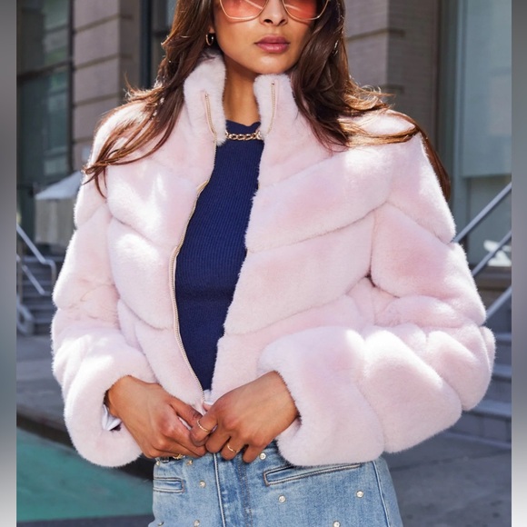 Generation Love Jackets & Blazers - NEW Generation Love Brianna Faux Fur Jacket Ballet Slipper Pink Size Medium